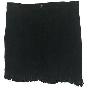 NWOT Womens Size Large Juicy Lucy Black Patchwork Suede Fringe Hem Skirt